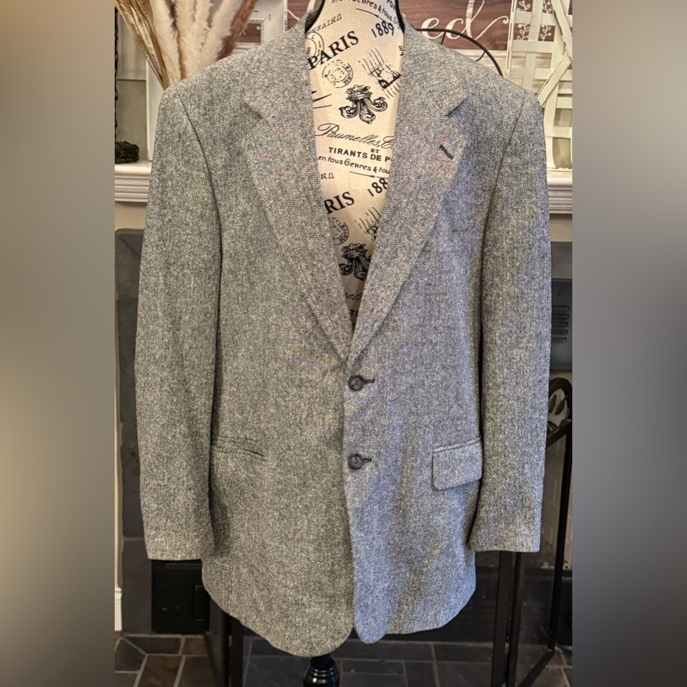 Vintage S&K Famous Brands 100% Silk Men’s Blazer Black White 44 Suit Jacket